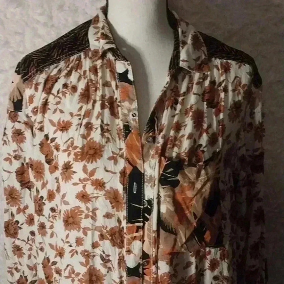 Free People Mix Print Button Down Size XS - Picture 3 of 10